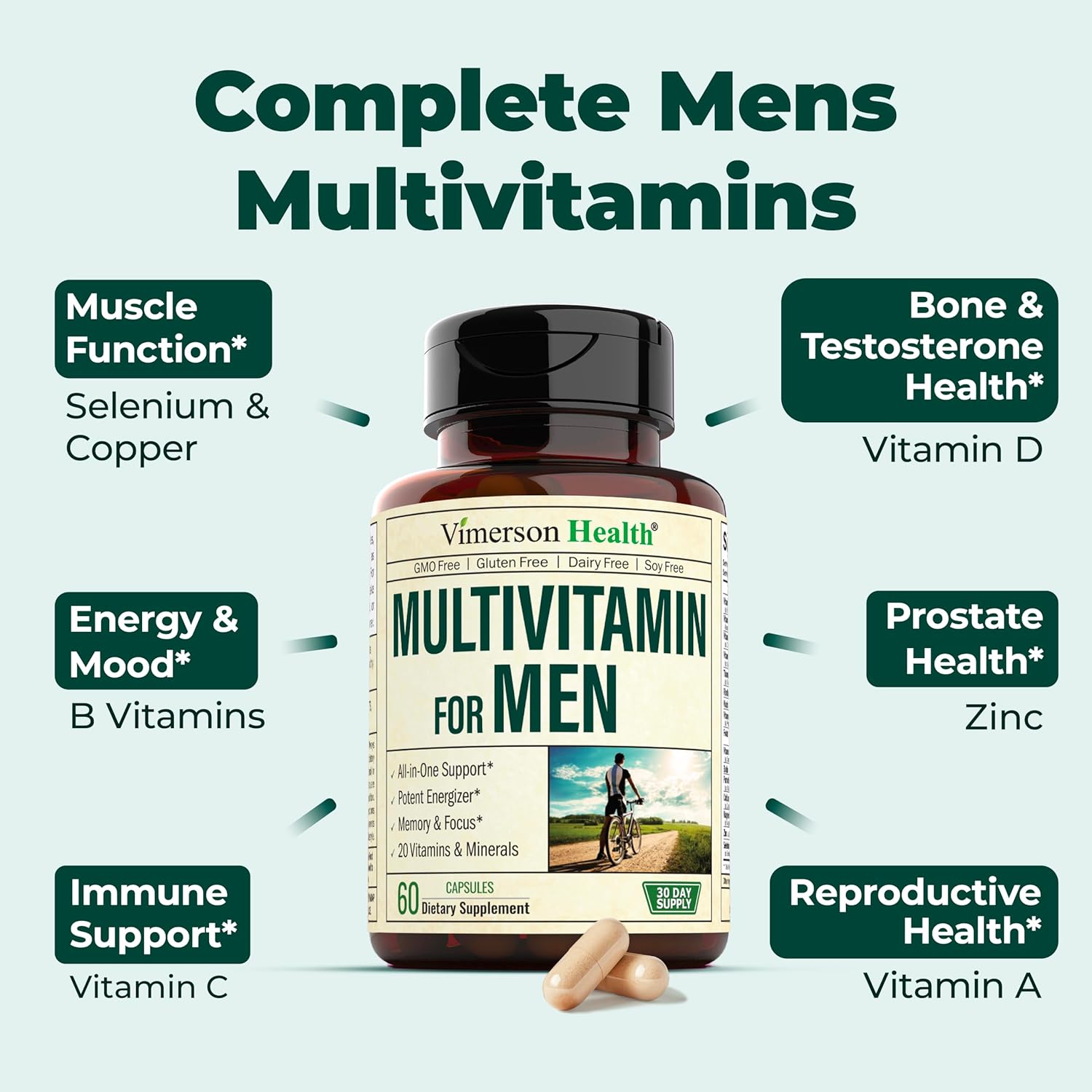Men's Liver Cleanse Detox & Repair Supplement - Multivitamin with Vitamin A, C, D, E, B12, Zinc & More for Men's Health