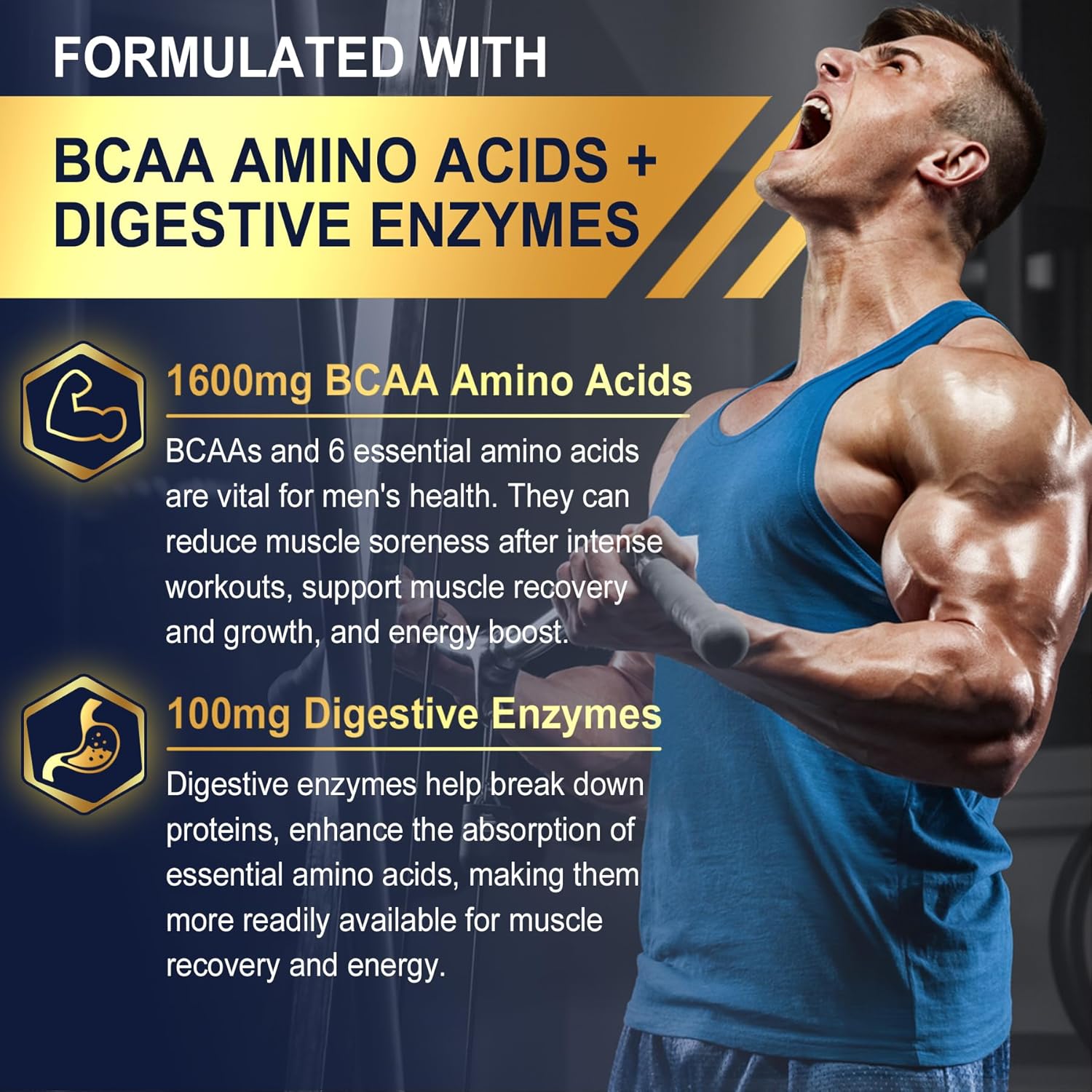 Men's Methylated Multivitamin Gummies with BCAA, Zinc, Vitamins A, C, D3, E, K2, B6, B12, Biotin, Calcium, Magnesium, Lycopene - Energy, Muscle, Immunity - 60 Count Vegan Supplement