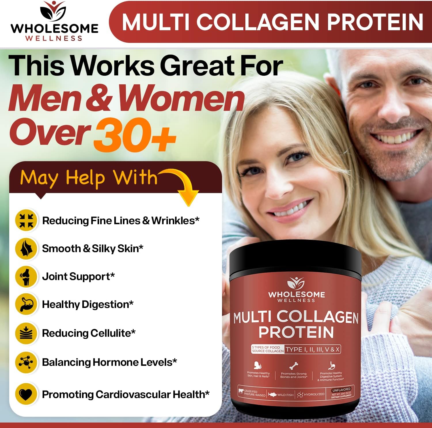 Men's Multi Collagen Protein Powder + Whole Food Multivitamin Bundle - Natural Vitamins, Minerals, Organic Extracts