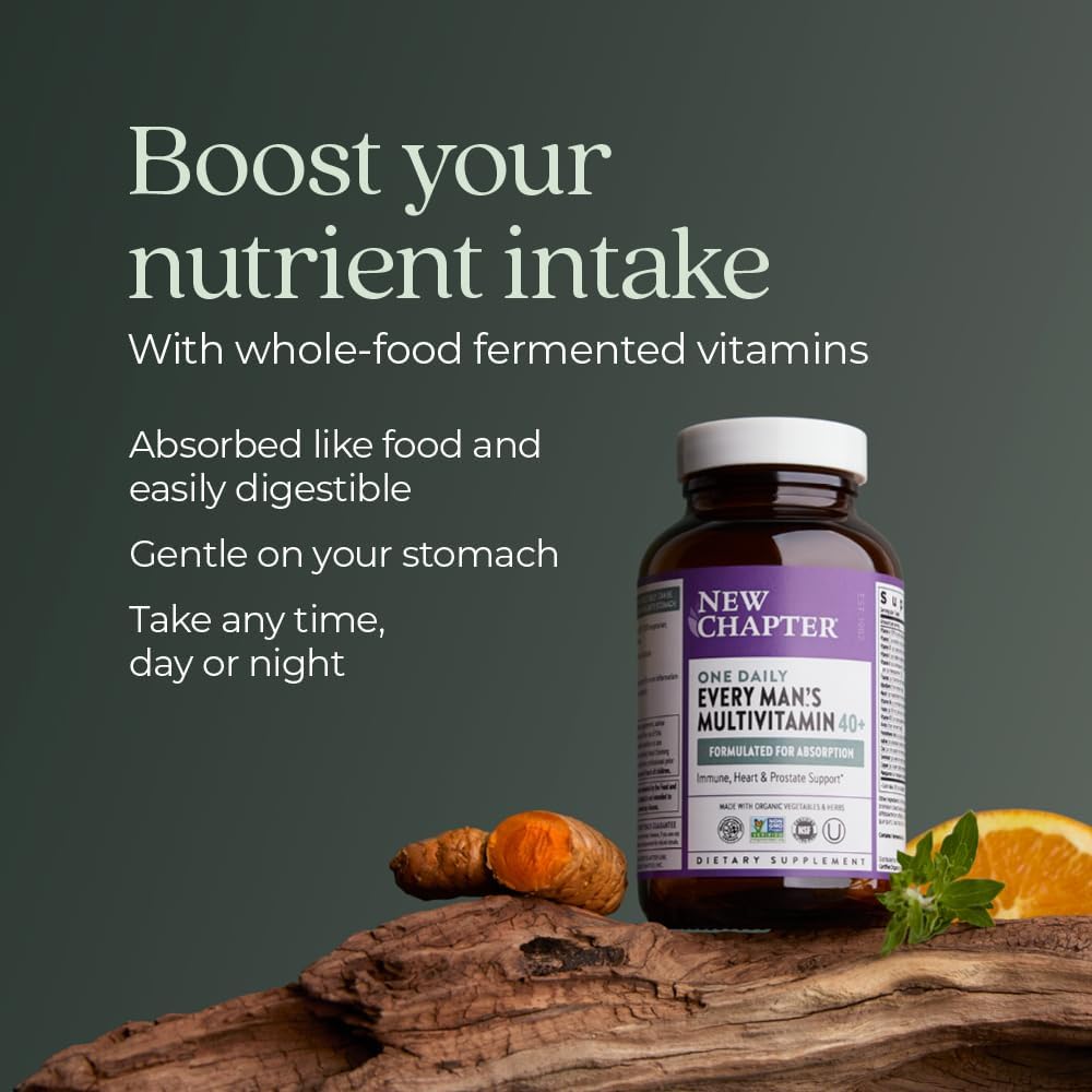 Men's Multivitamin 40 Plus with Energy, Heart, Prostate & Immune Support - Organic Vegetables & Herbs - Non-GMO - 48 ct