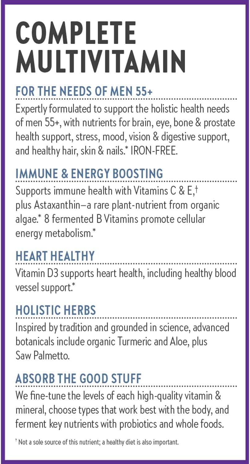 Men's Multivitamin 50 Plus with 20+ Nutrients for Brain, Heart, Digestive, Prostate & Immune Support - 96 ct Gentle Daily Supplement for Men 55+ - BoostGo Australia