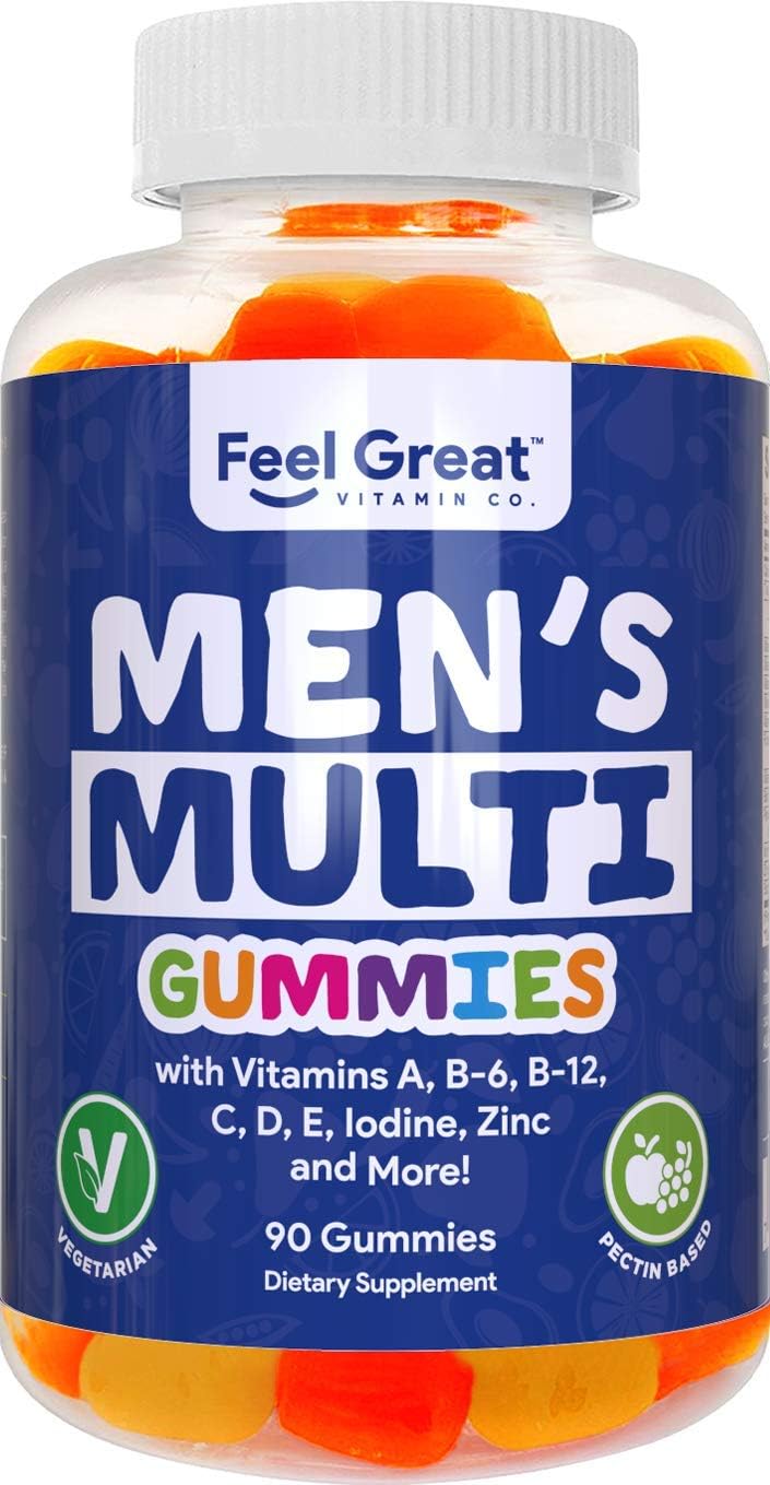 Men's Multivitamin Gummies with Essential Vitamins A, B, C, D, E, and Zinc - Made in USA - 45 Day Supply by Feel Great Vitamin Co.