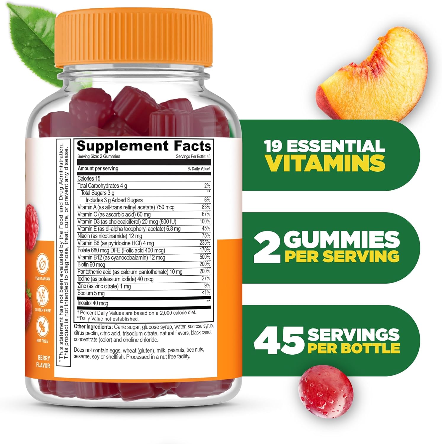 Men's Multivitamin Gummies with Essential Vitamins and Minerals - 90 Gummies