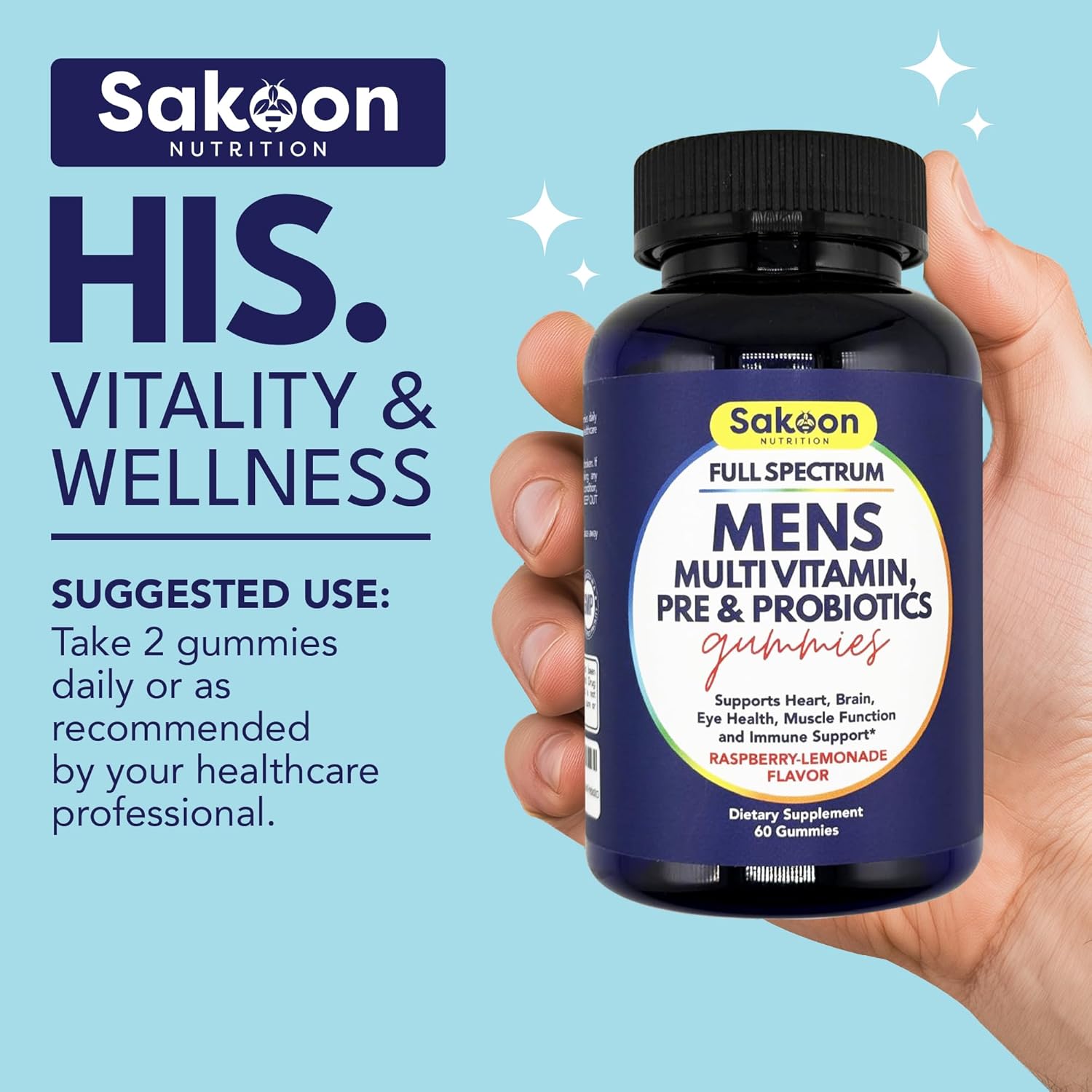 Men's Multivitamin Gummies with Probiotics and Prebiotics by Sakoon Nutrition