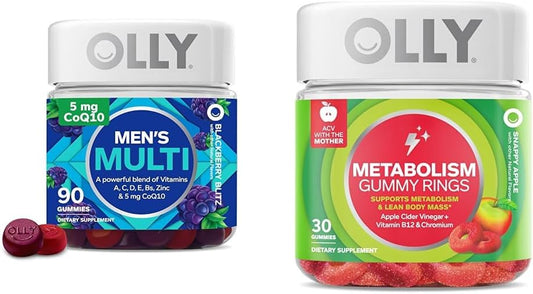Men's Multivitamin Gummy Rings with Apple Cider Vinegar, Vitamin B12, and Chromium for Immune Support and Metabolism Boost