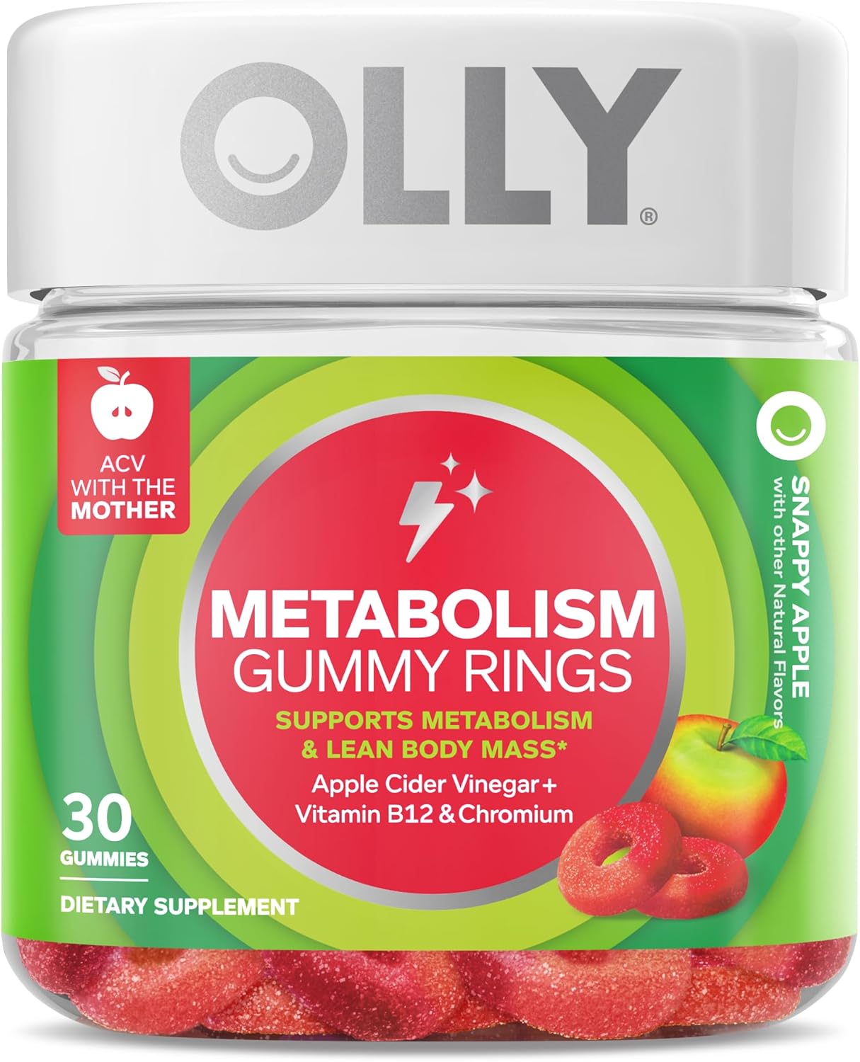 Men's Multivitamin Gummy Rings with Apple Cider Vinegar, Vitamin B12, and Chromium for Immune Support and Metabolism Boost