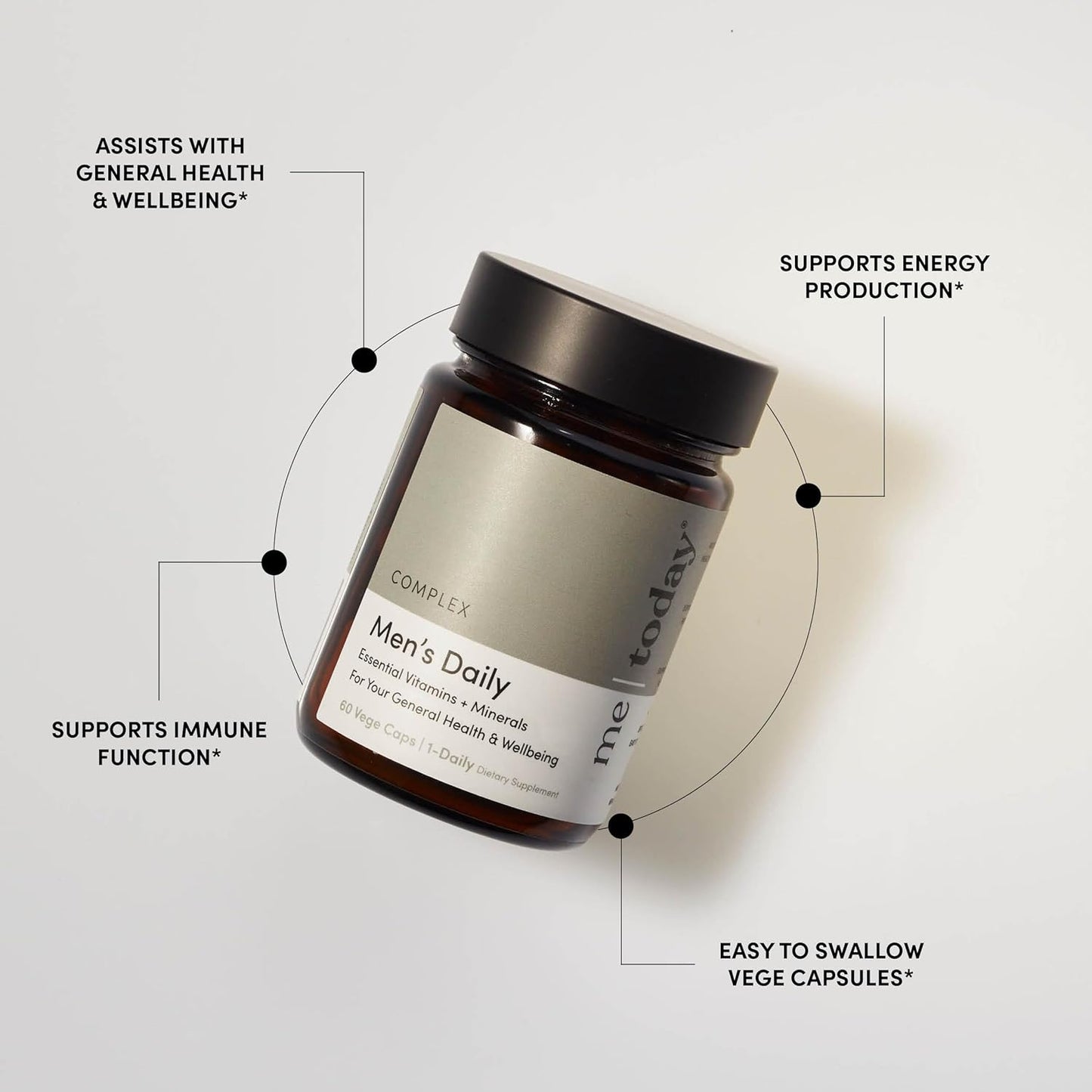 Men's Multivitamin with 27 Vitamins, Minerals, and Herbs - Vegetarian General Health Supplement - 60 Capsules