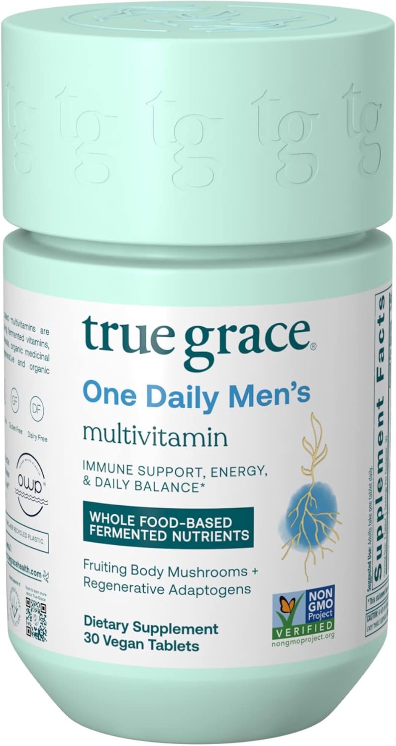 Men's Multivitamin with Fermented Minerals, Organic Adaptogens & Mushrooms for Immune, Endurance, Bone & Heart Health - Non-GMO, Gluten Free - 30 Vegan Tablets