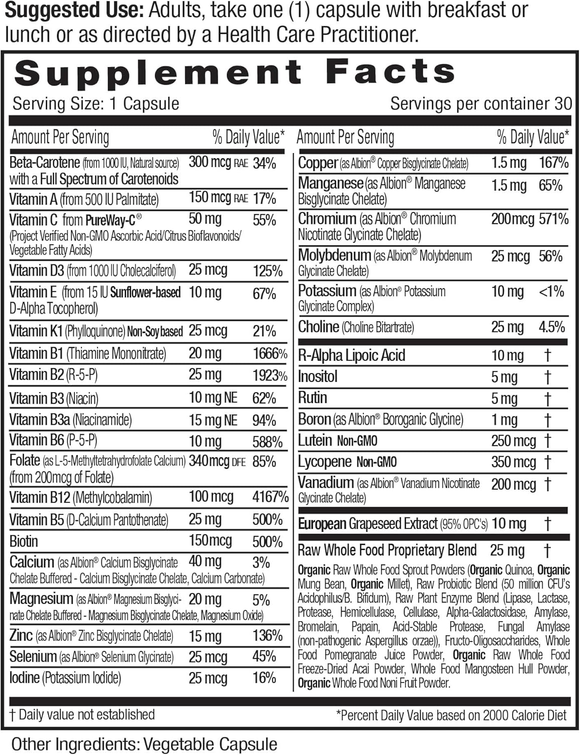 Men's Multivitamin with Lycopene, Zinc, Vitamin D3 - Supports Bones, Prostate, Vision - 30 Capsules