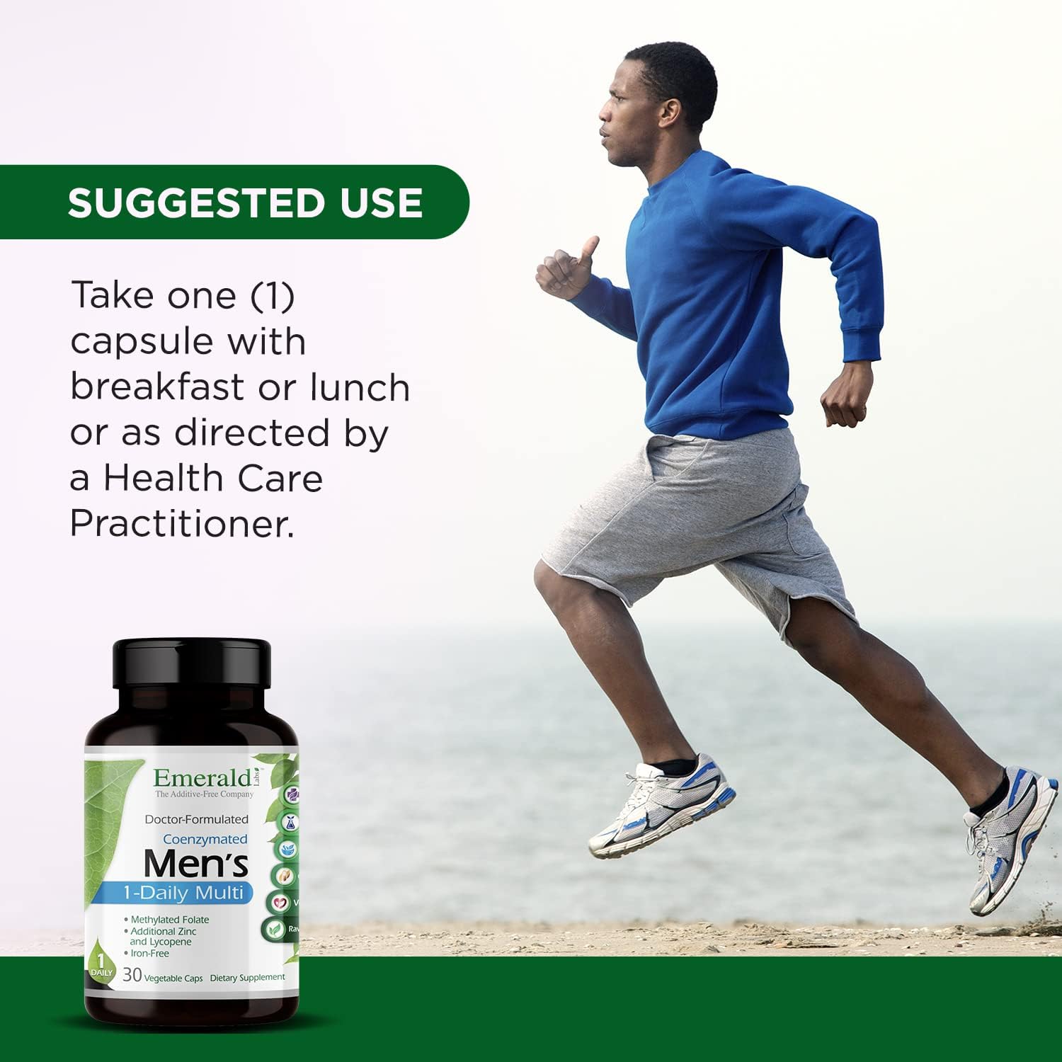 Men's Multivitamin with Lycopene, Zinc, Vitamin D3 - Supports Bones, Prostate, Vision - 30 Capsules