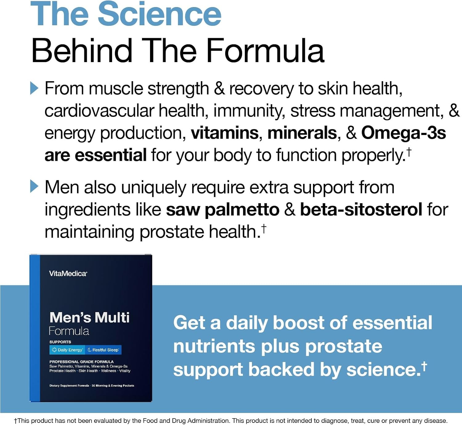 Men's Multivitamin with Prostate Health Support - 30 Daily Packs for Energy, Sleep, Muscle, and Joint Health