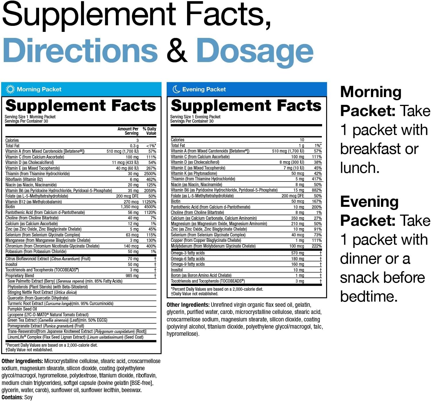 Men's Multivitamin with Prostate Health Support - 30 Daily Packs for Energy, Sleep, Muscle, and Joint Health