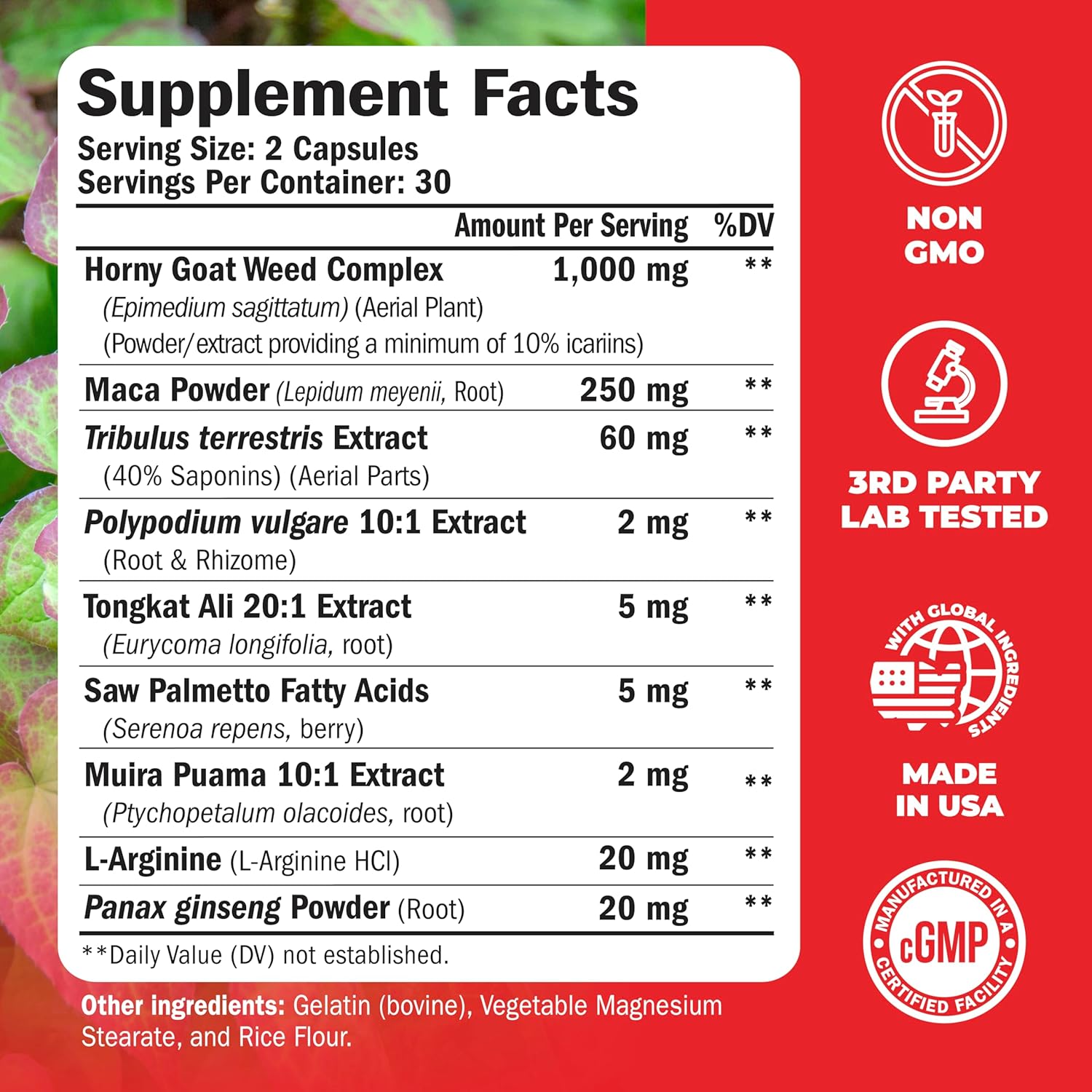 Men's Multivitamin with Tongkat Ali, Horny Goat Weed, Maca, Tribulus, Saw Palmetto - Vimerson Health