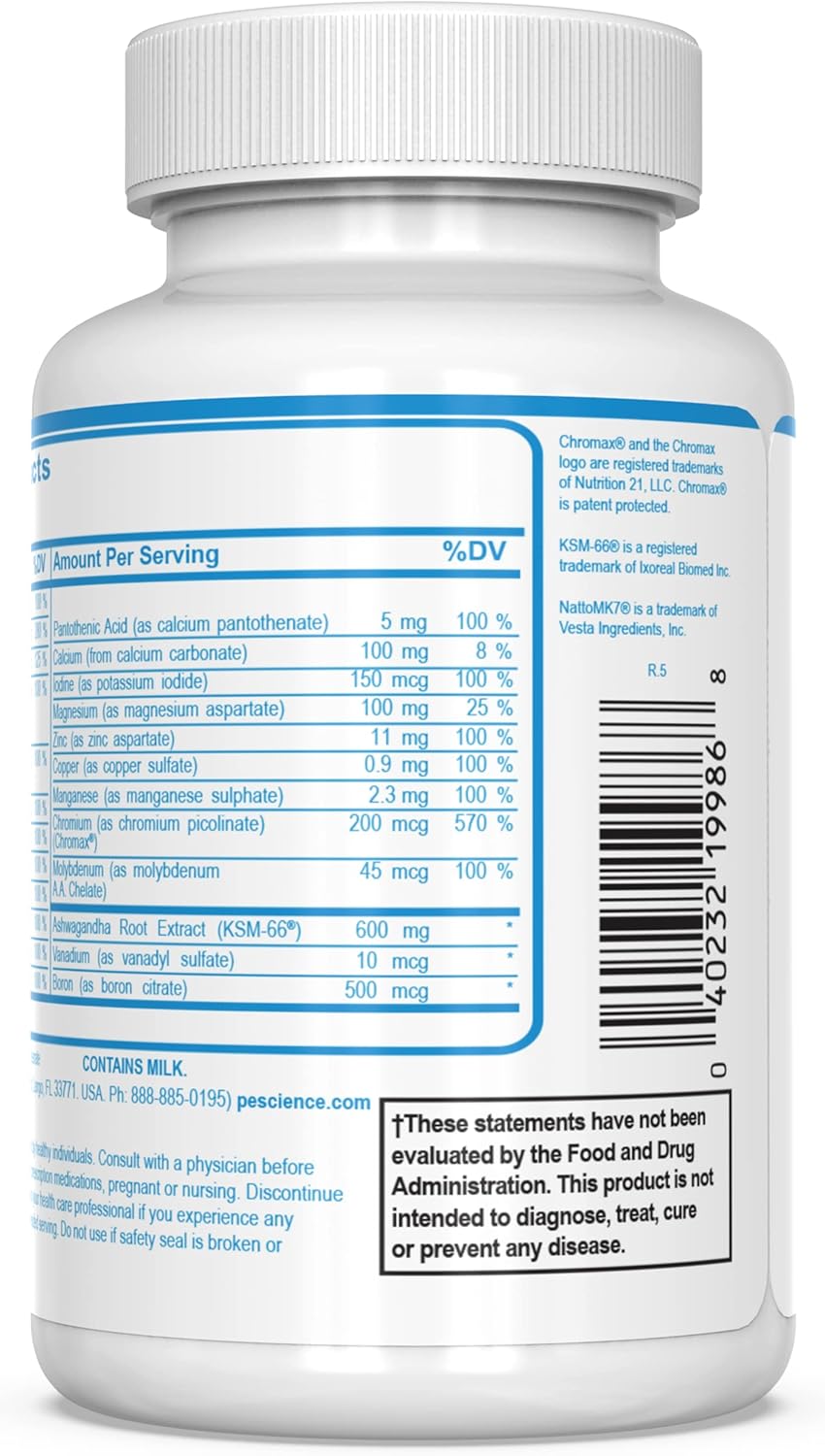 Men's Multivitamin with Vitamin C, D, Zinc for Immune & Stress Support - 90 Capsules by PEScience