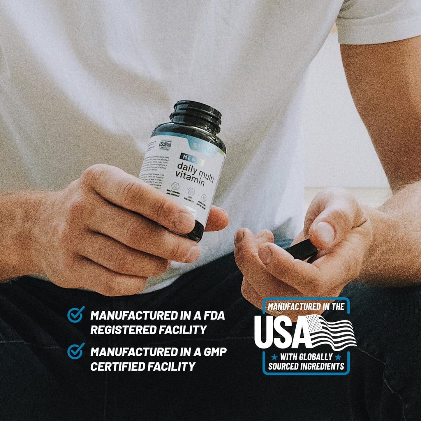 Men's Multivitamin with Vitamin D, B12, Zinc, Herbs, and Vitamin C for Energy & Immune Support - 60 Capsules