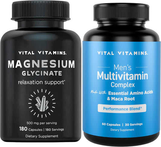 Men's Multivitamins with Vital Vitamins Magnesium Glycinate Capsules for Overall Health and Wellness