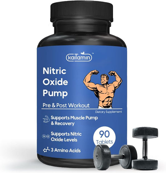 Men's Nitric Oxide Pre Workout Supplement - 90 Vegan Pills for Muscle Growth & Male Health - Arginine Glutamine Ornithine Formula