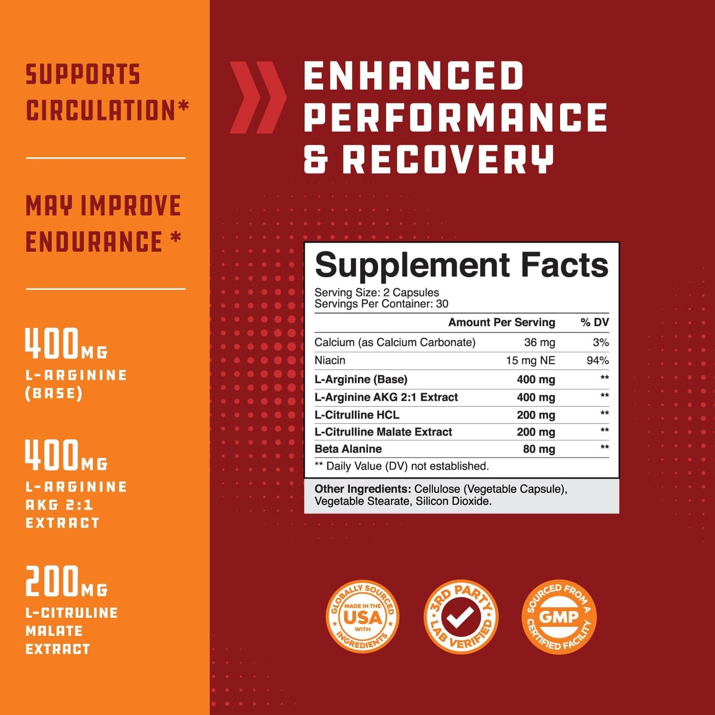 Men's Nitric Oxide Support Bundle with Black Maca Root Capsules - Energy, Strength, Recovery, Muscle Builder - Drive, Mood, Energy Booster