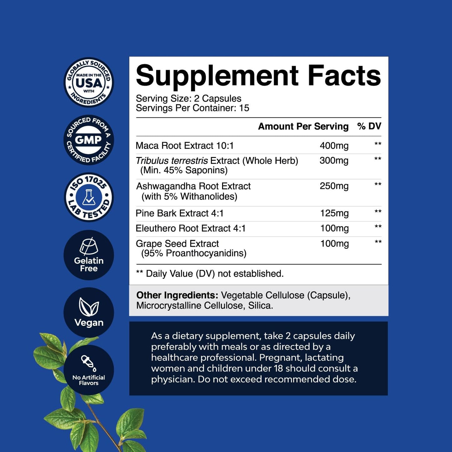 Men's Nitric Oxide Support Bundle with Black Maca Root Capsules - Energy, Strength, Recovery, Muscle Builder - Drive, Mood, Energy Booster