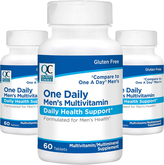 Men's One Daily Multivitamin with Essential Vitamins & Minerals - 60 Count Bottles (3 Pack)