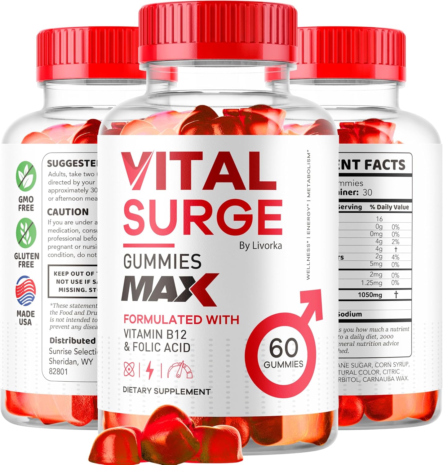 Men's Performance Gummies - MAX Strength Vital Surge Formula (60 Gummies)