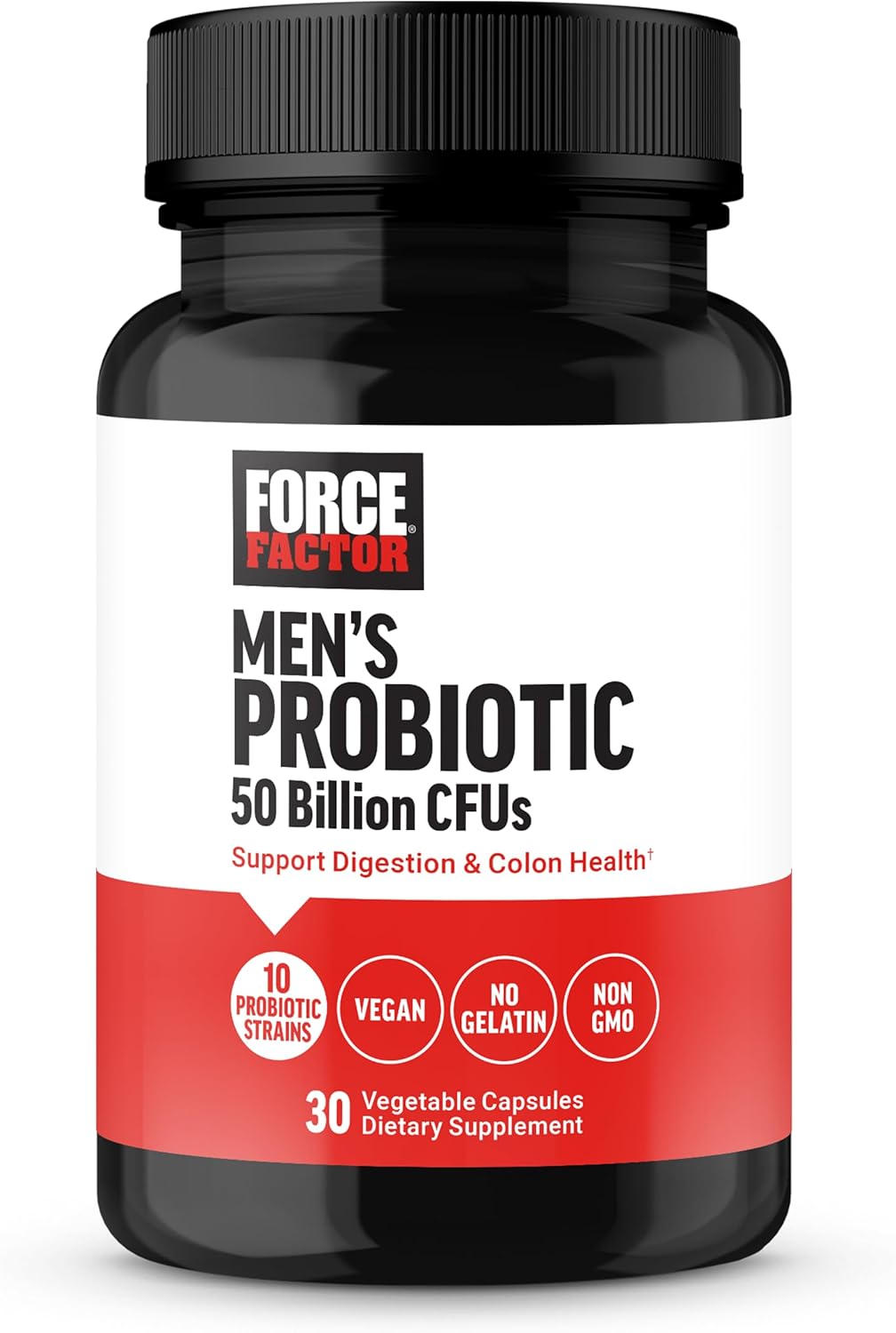 Men's Probiotic Supplement - 50 Billion CFUs, 10 Strains for Gut & Colon Health, Daily Wellness - Non-GMO, Vegan - 30 Capsules