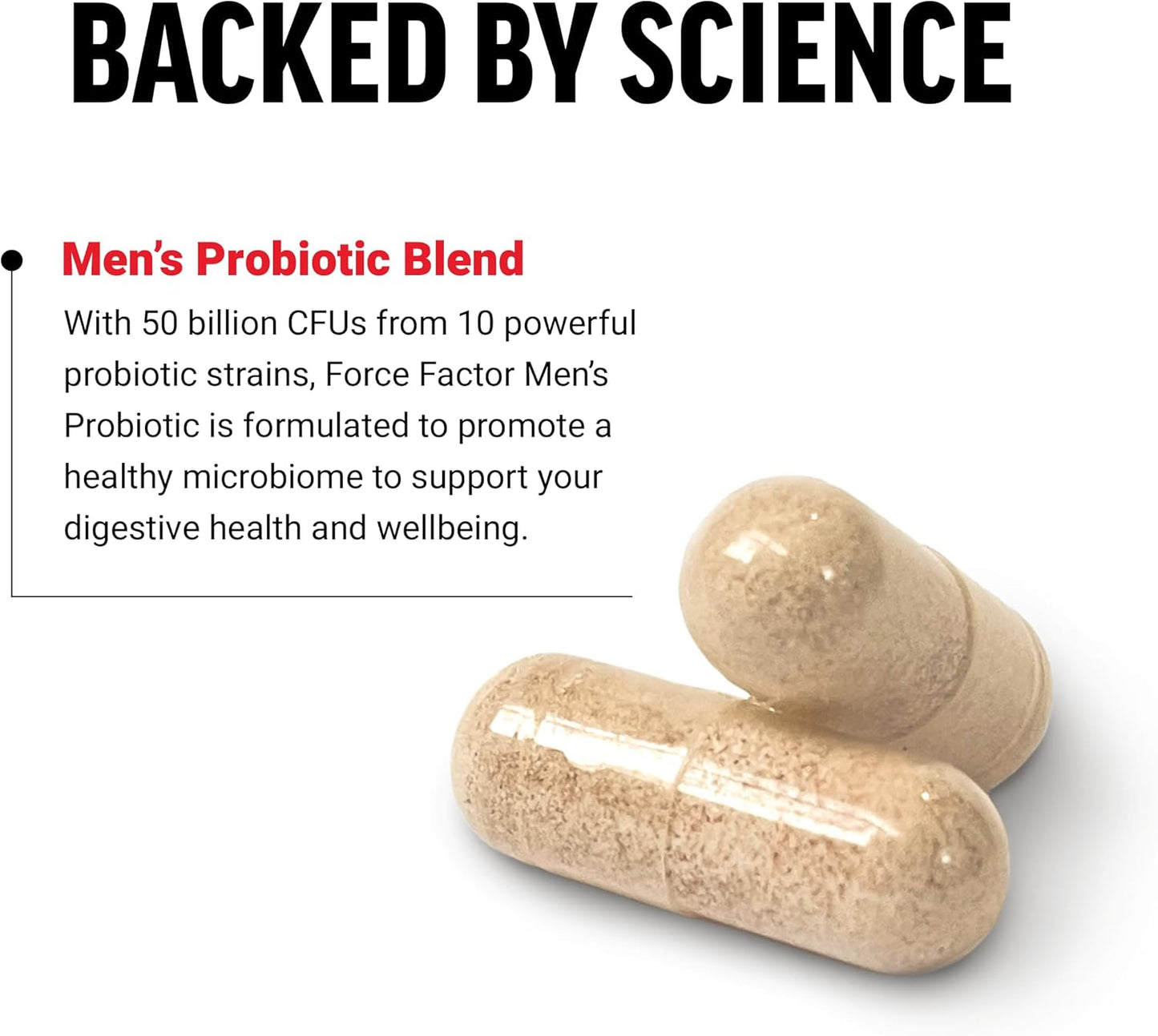Men's Probiotic Supplement - 50 Billion CFUs, 10 Strains for Gut & Colon Health, Daily Wellness - Non-GMO, Vegan - 30 Capsules