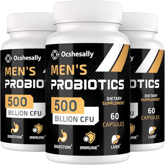 Men's Probiotic Supplement with Turmeric, Cranberry, Goji - 500 Billion CFUs, 12 Strains - Digestive, Immune, Prostate & Urinary Health - 90 Capsules