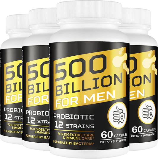 Men's Probiotic with 500 Billion CFUs, 12 Strains, Turmeric, Cranberry, Goji - Gut & Digestive Health, Immune & Energy Support - 120-Day Supply