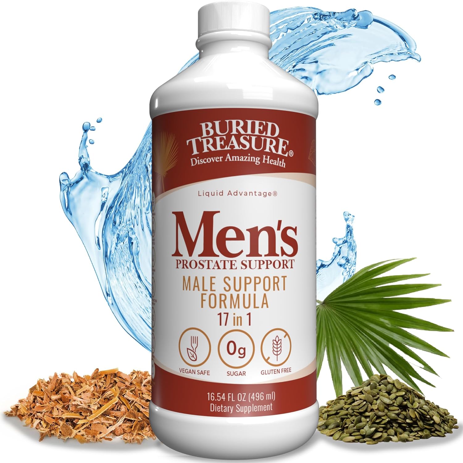 Men's Prostate Complete Herbal Supplement with Saw Palmetto & Pygeum Bark - Supports Urinary Health - 16 oz Bottle