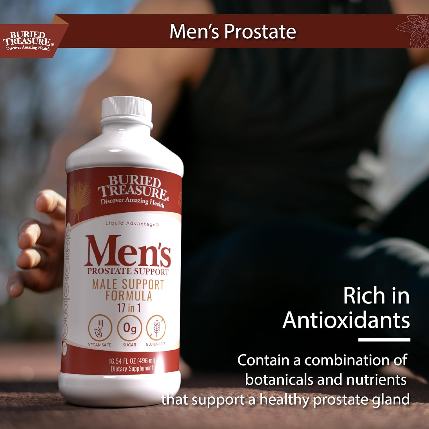 Men's Prostate Complete Herbal Supplement with Saw Palmetto & Pygeum Bark - Supports Urinary Health - 16 oz Bottle