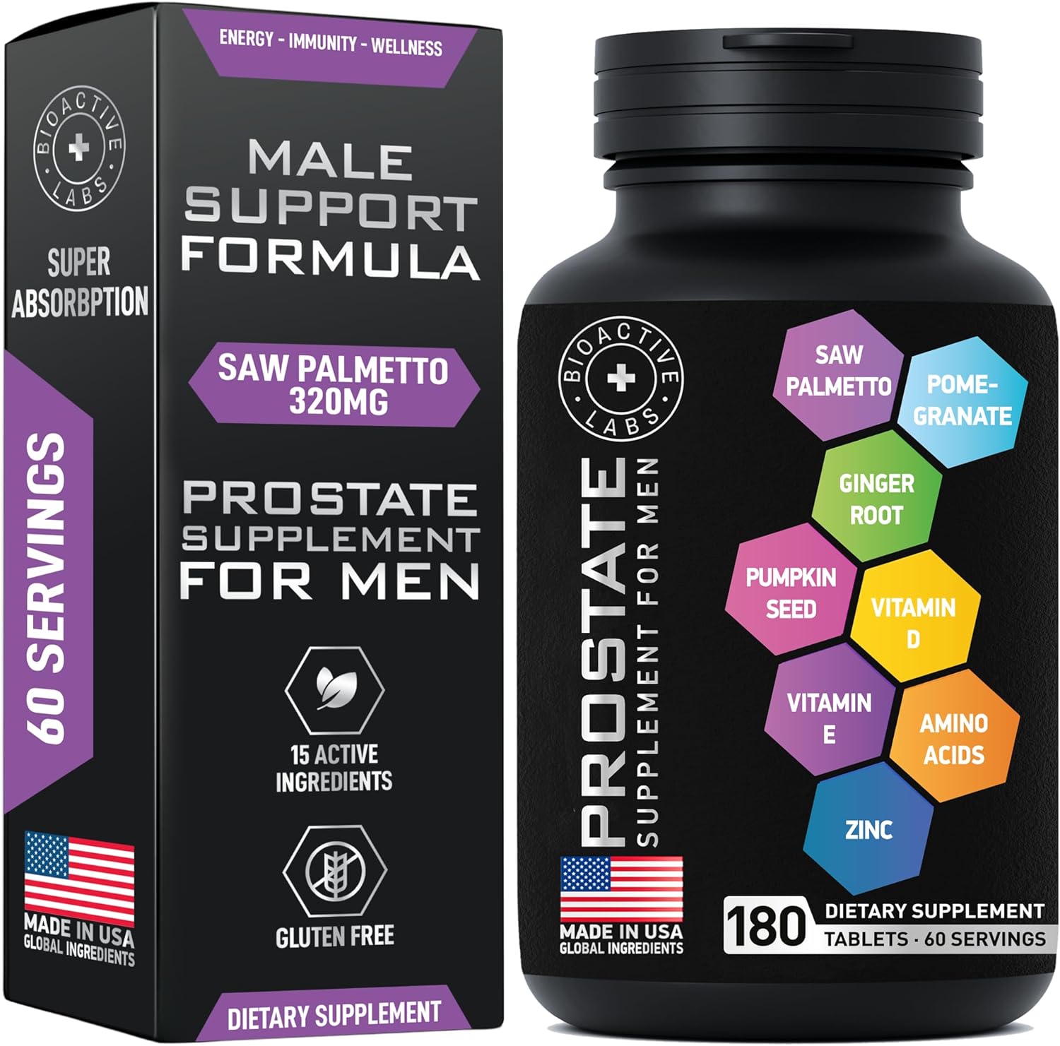 Men's Prostate Health Bundle with BIOACTIVE LABS Advanced HMB and Vitamin D3 Supplements