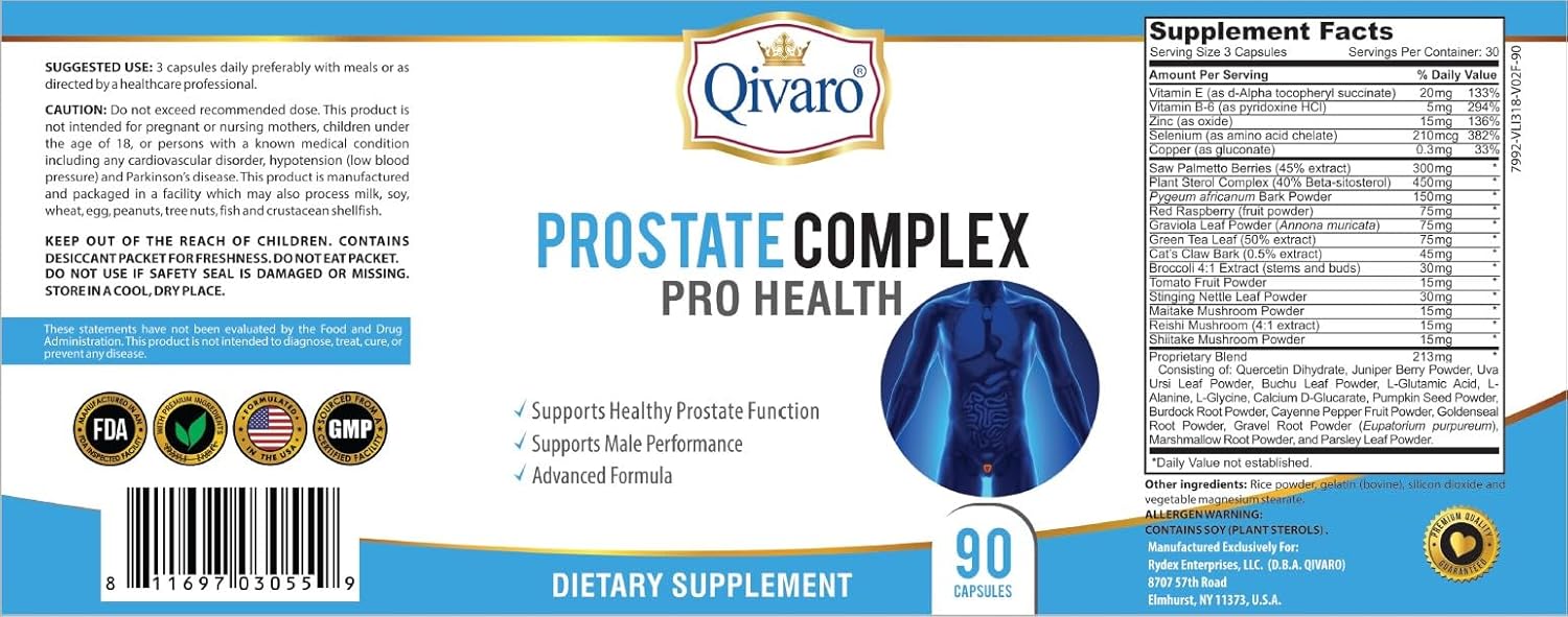 Men's Prostate Health Supplement with Saw Palmetto, Stinging Nettle, Selenium, Pygeum & Zinc - Herbal Complex - Non-GMO - Gluten Free - 90 Capsules