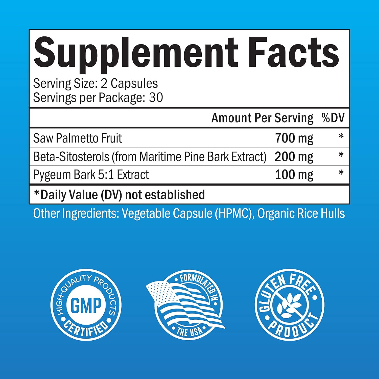 Men's Prostate Health Supplement with Saw Palmetto, Pygeum, and Beta-Sitosterol - Promotes Healthy Urinary Flow - Non GMO Gluten Free - 60 Ct