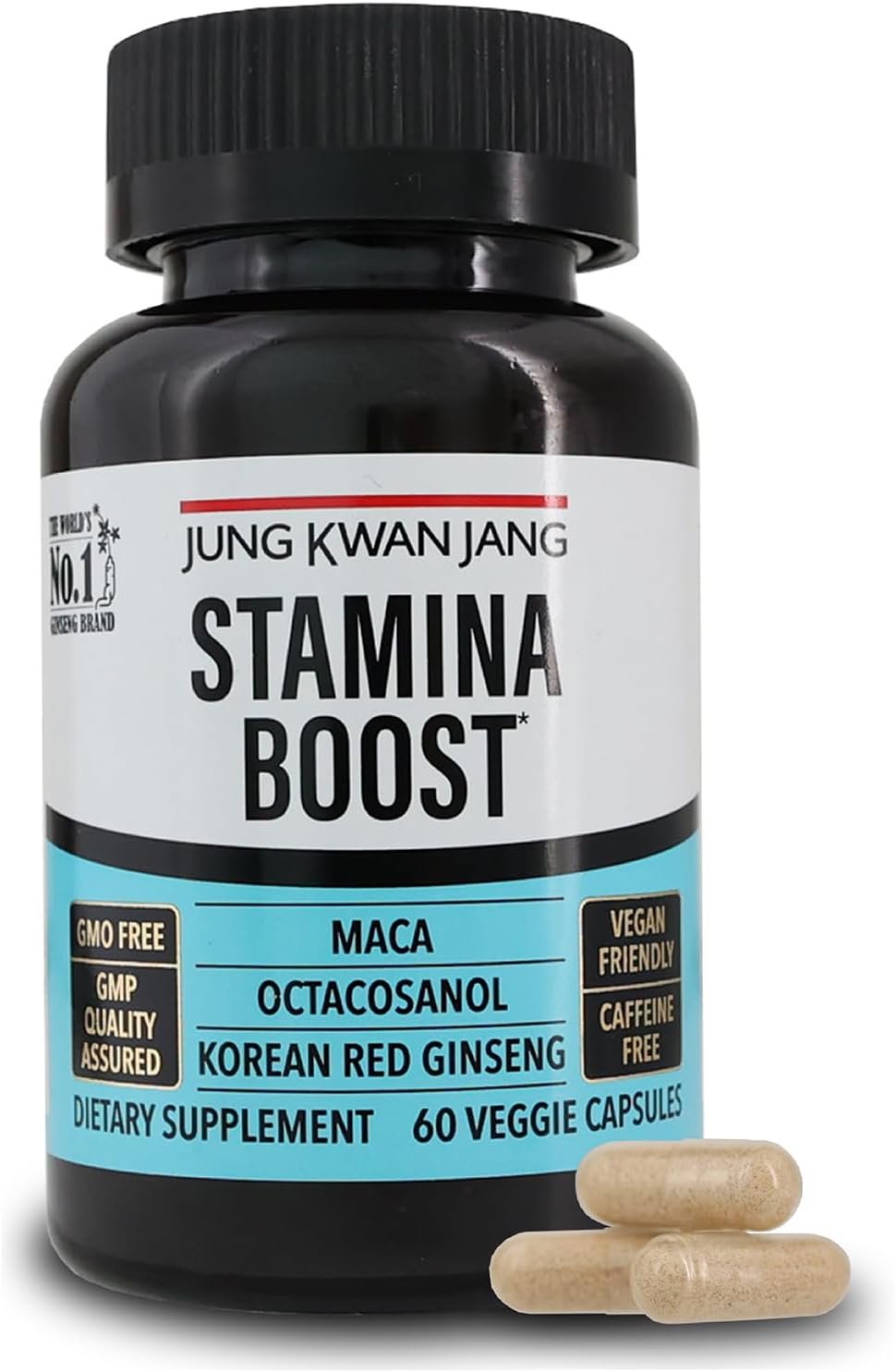 Men's Stamina Boost Supplement with Korean Red Ginseng, Maca, and Octacosanol - 60 Capsules for Energy and Health