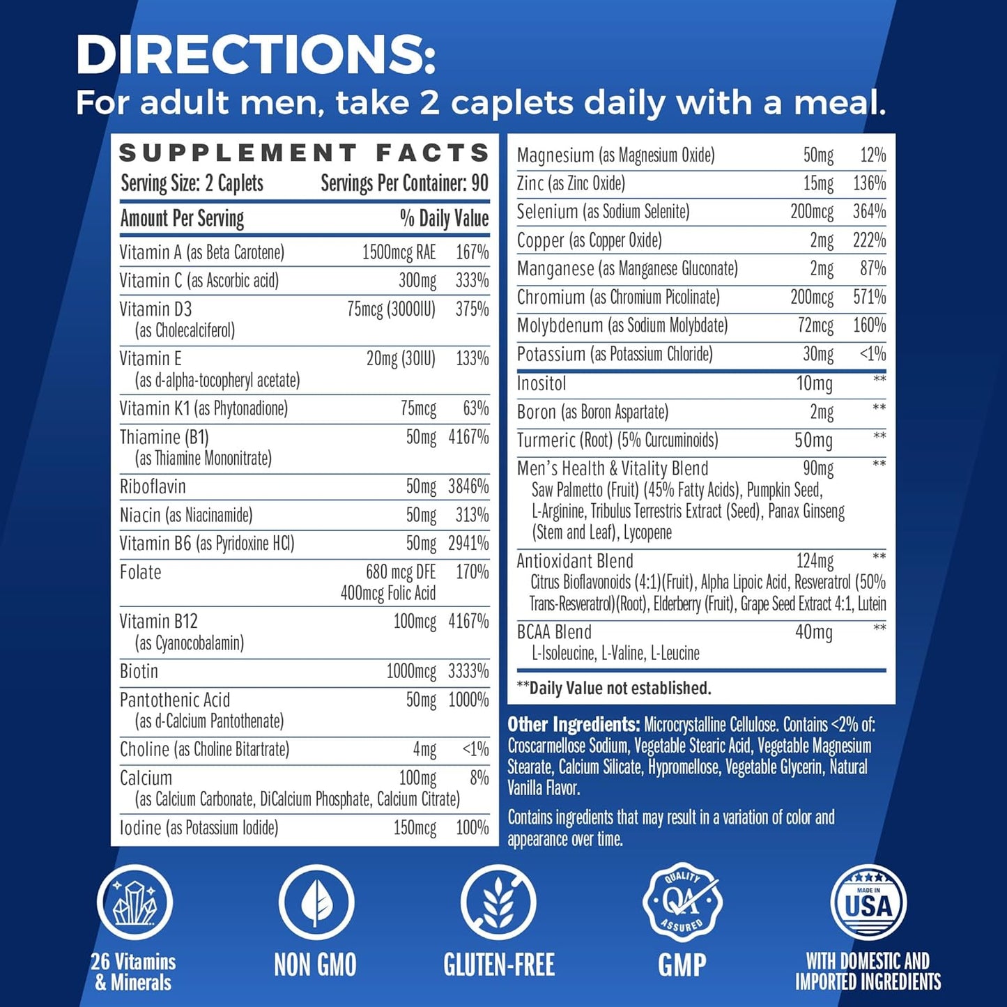 Men's Ultra 360 Multivitamin with Herbs & Antioxidants for Energy & Performance - 180 Caplets