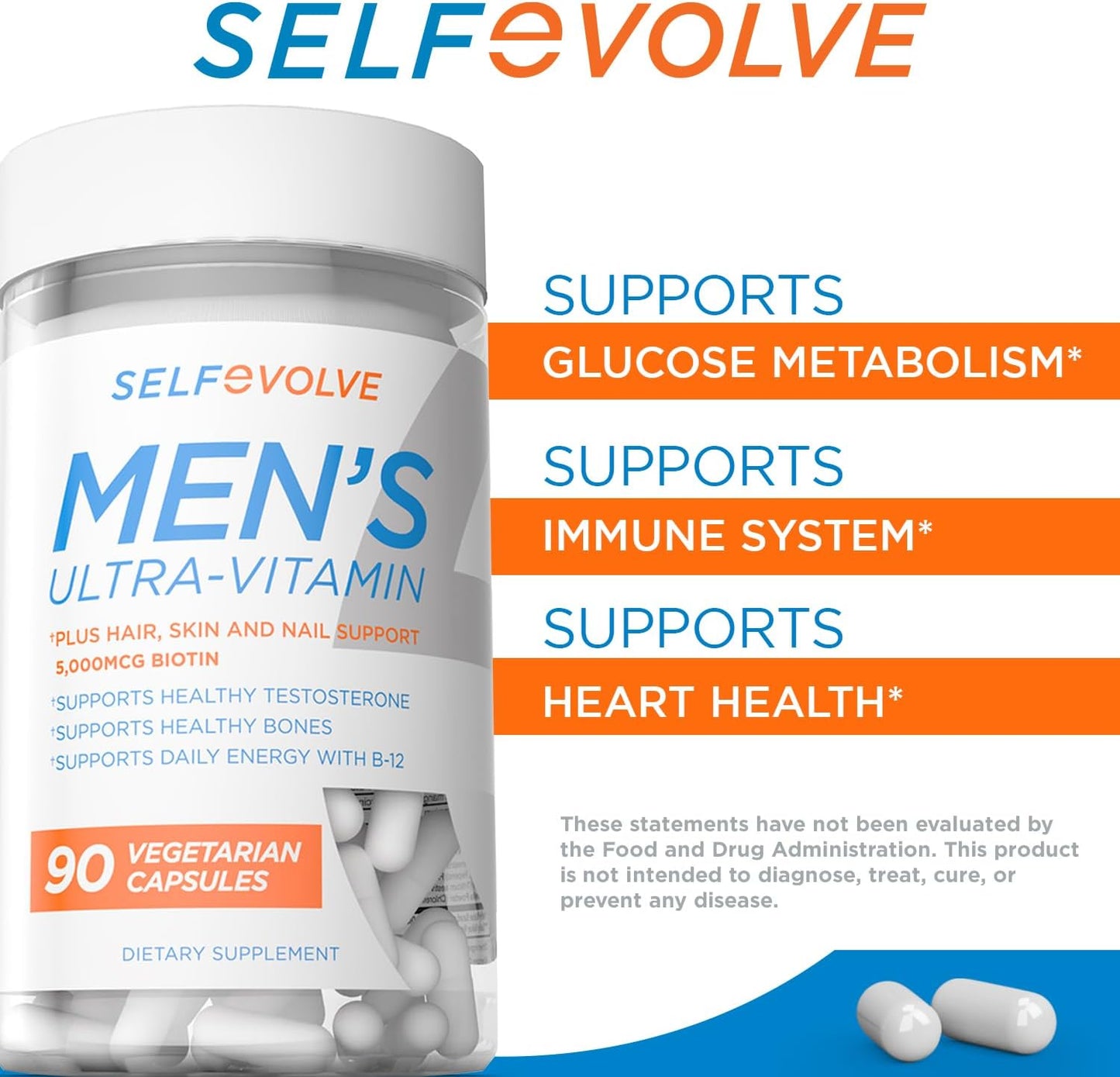 Men's Ultra-Vitamin Multivitamin with Elderberry, Vitamin C, Zinc, and Vitamin D - 90 Vegetarian Capsules