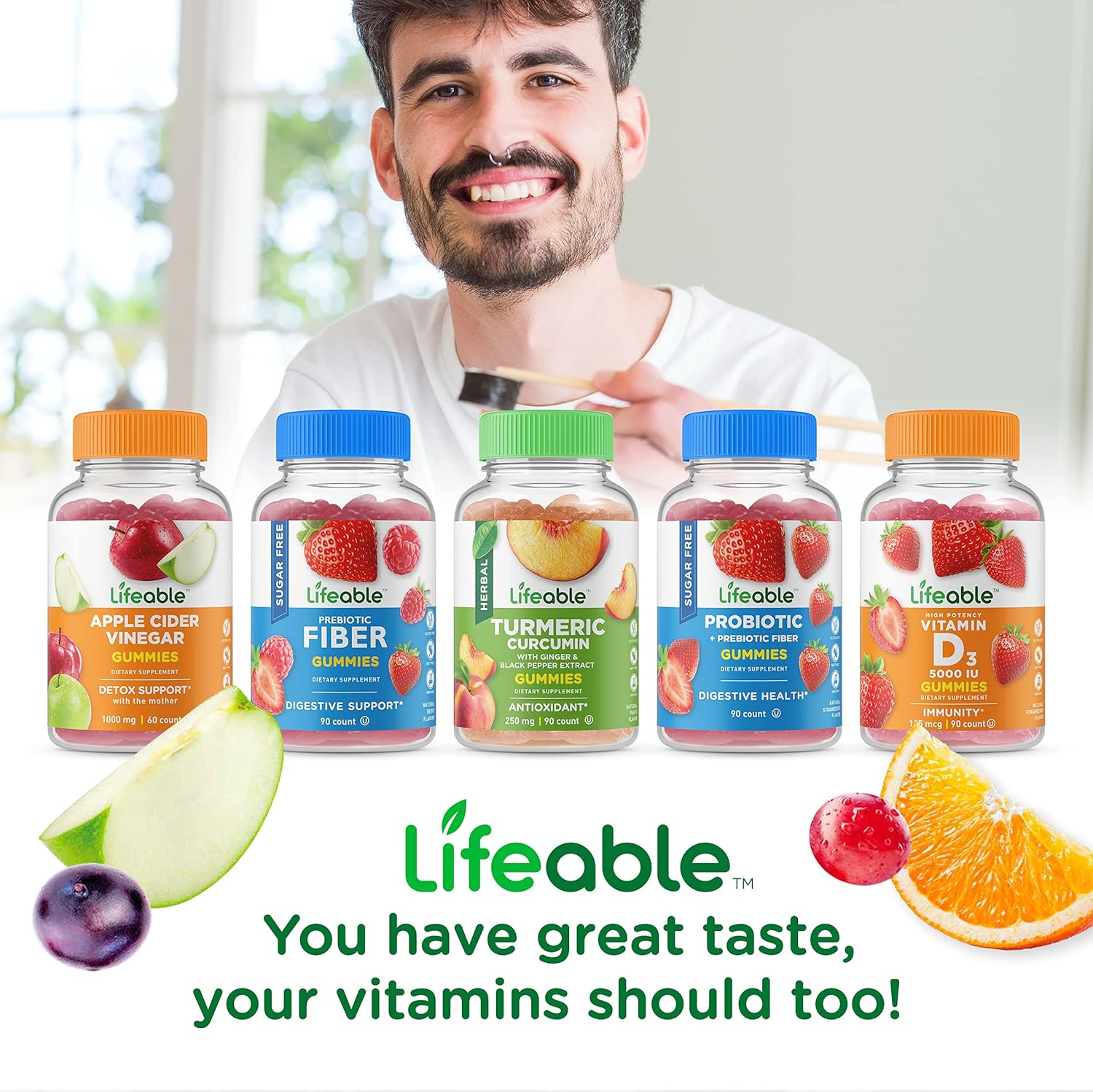 Men's Vegan Probiotic Gummies - 10 Billion CFU for Gut Health and Immune Support - 90 Gummies