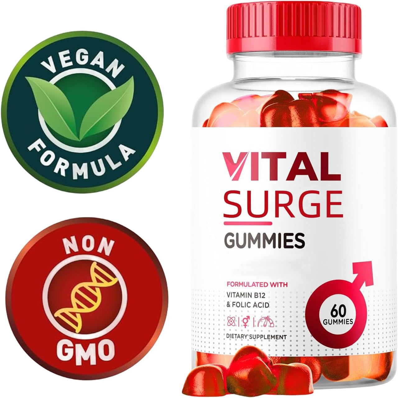 Men's Vital Grow XL Performance Gummies - Advanced Strength Formula for Daily Health Support - 1000mg Maximum Wellness Supplement (60 Gummies)