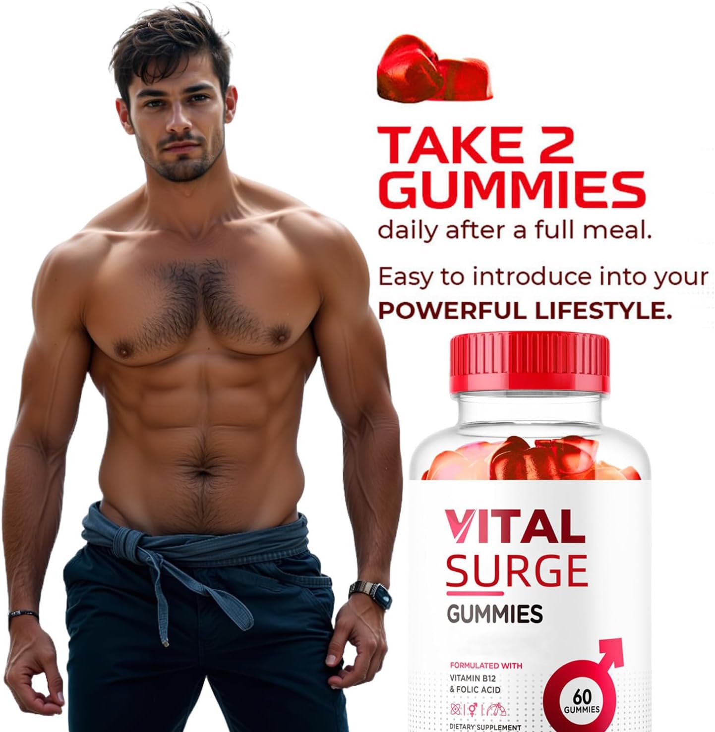 Men's Vital Grow XL Performance Gummies - Advanced Strength Formula for Daily Health Support - 1000mg Maximum Wellness Supplement (60 Gummies)