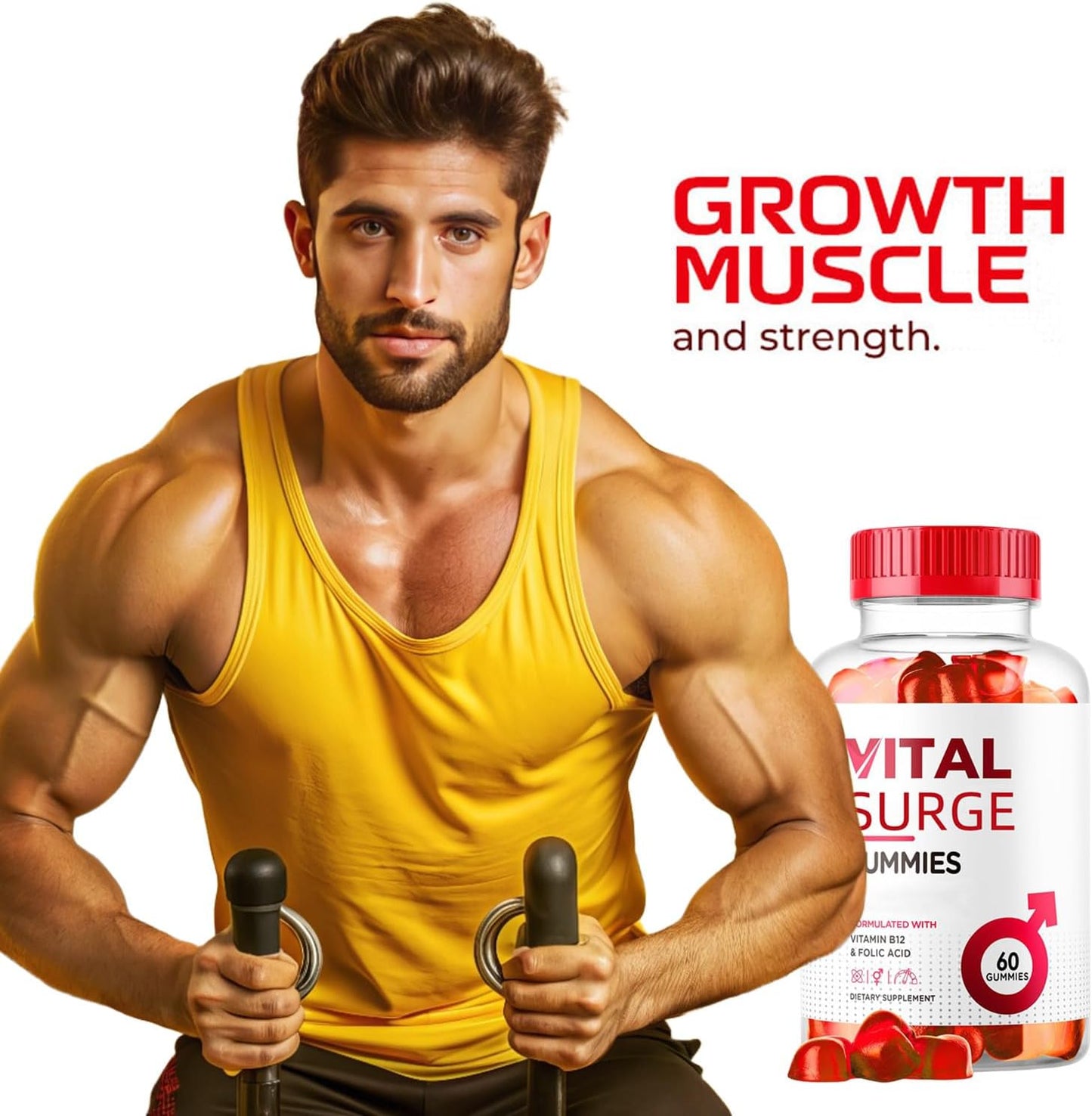 Men's Vital Grow XL Performance Gummies - Advanced Strength Formula for Daily Health Support - 1000mg Maximum Wellness Supplement (60 Gummies)