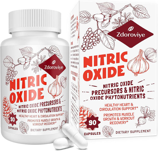 Men's Zdoroviye Nitric Oxide Supplement - 90 Capsules, Nitric Oxide Precursor & Phytonutrients Formula