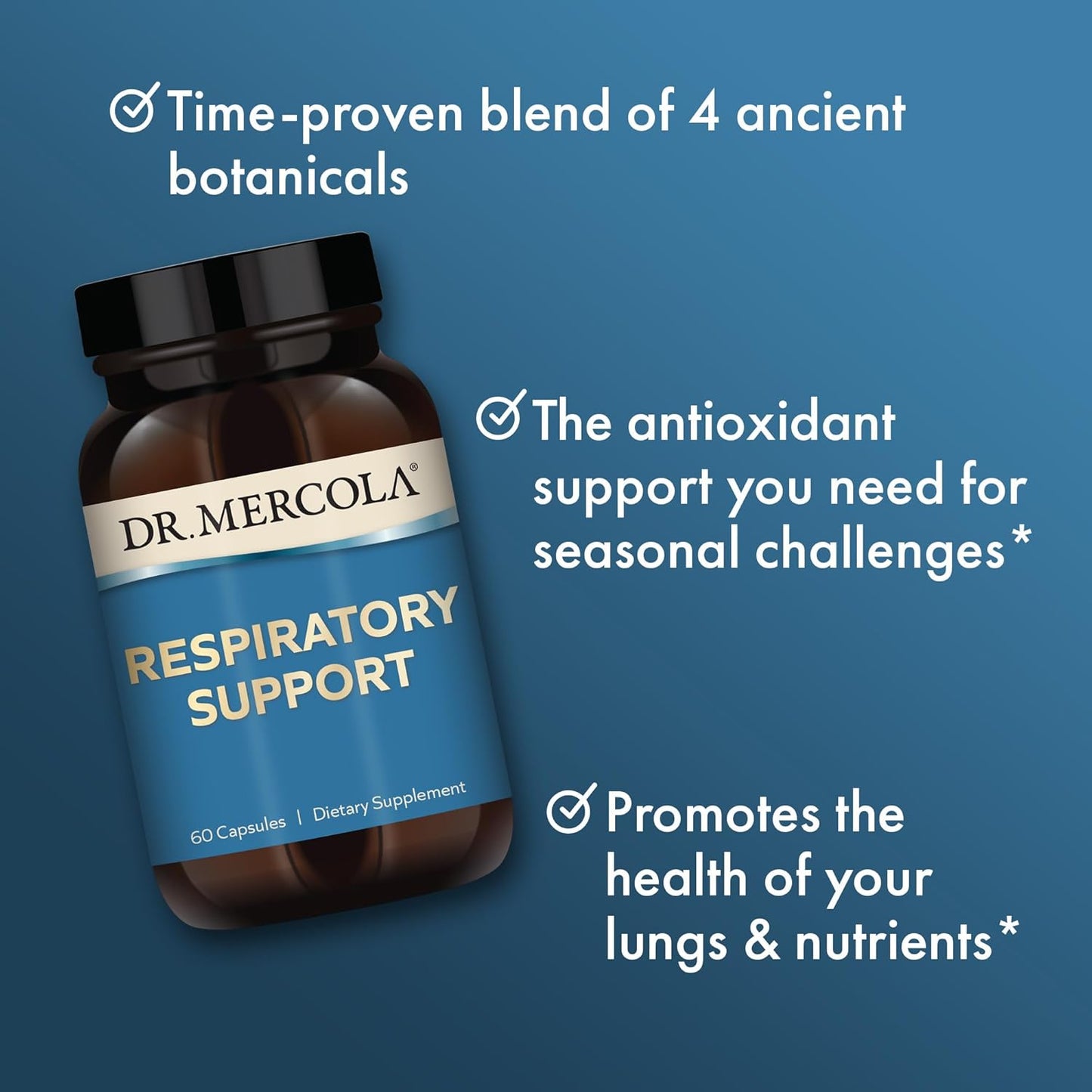 Mercola Respiratory Support Dietary Supplement - Antioxidant & Immune Boost - 30 Servings (60 Capsules) - Non GMO, Soy & Gluten Free