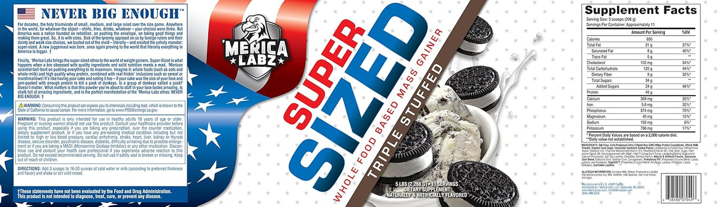 Merica Labz Whole Food Mass Gainer | 46g Protein | Digestive Enzymes | 5 lbs (Triple Stuffed)