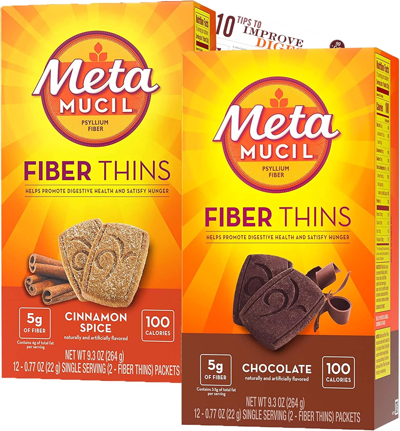 Meta Fiber Supplement Bars for Digestive Health Support - Cinnamon Spice & Chocolate - 24CT