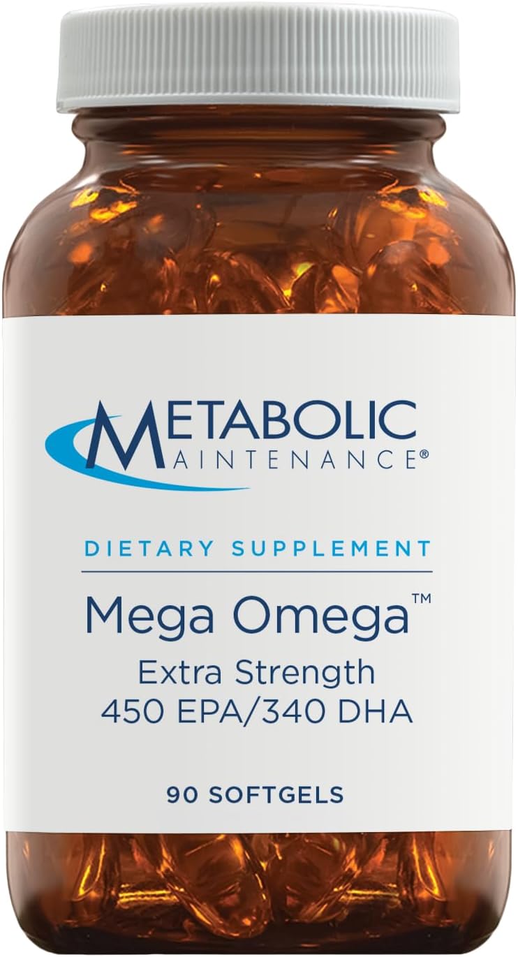 Metabolic Maintenance Mega Omega Extra Strength Fish Oil Supplement - 1000mg Concentrated EPA DHA Omega 3 for Heart, Immune, and Neurological Support - 100 Softgels