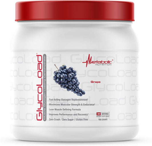 Metabolic Nutrition Glycoload Grape Carbohydrate Powder for Muscle Glycogen Loading - Pre, Intra, Post Workout Supplement - 600gm