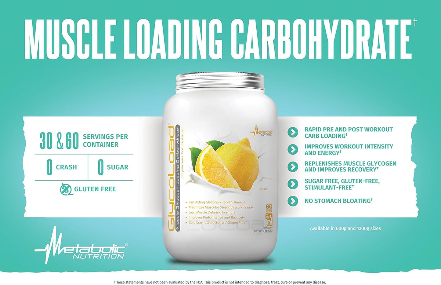 Metabolic Nutrition Glycoload Grape Carbohydrate Powder for Muscle Glycogen Loading - Pre, Intra, Post Workout Supplement - 600gm