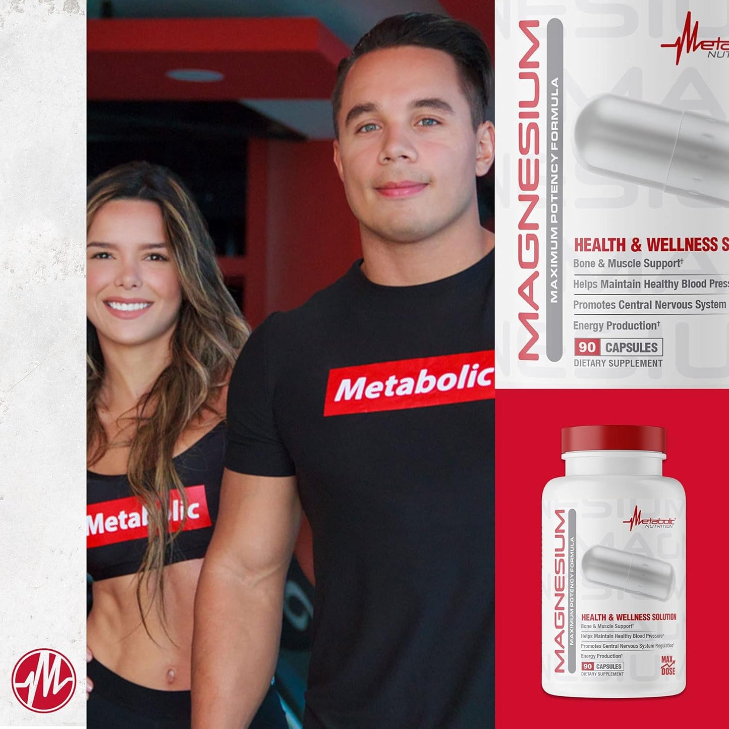 Metabolic Nutrition Magnesium Capsules - 650mg per Serving, Non-GMO, Vegan, Gluten-Free - 90 Count