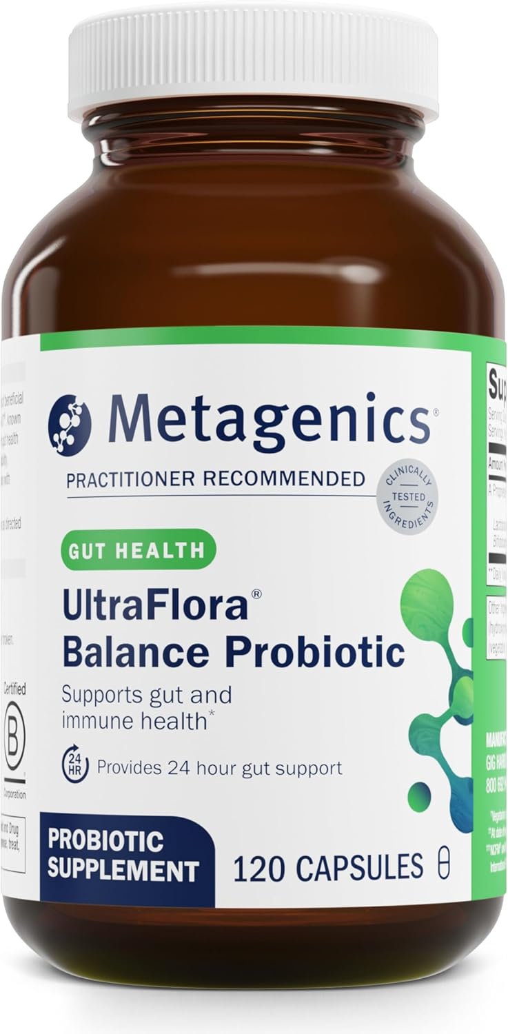 Metagenics Bundle: UltraFlora Balance Capsules & D3 10,000 + K Softgels for Digestive & Immune Health - 120 Capsules + 60 Softgels